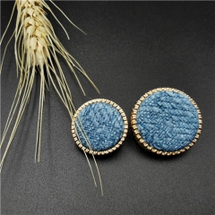 blue woven round shank decoration button