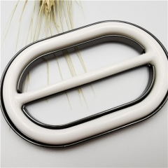 white oval metal buckle for garment