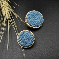 blue woven round shank decoration button