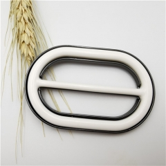 white oval metal buckle for garment