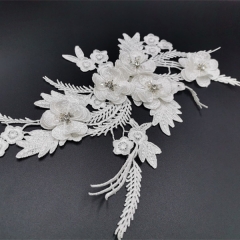 white 3D floral applique patch for wedding dress