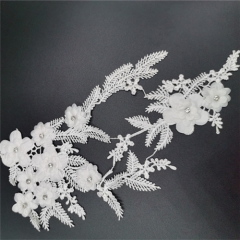 wholesale 3D applique white chiffon flower patch