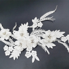 white 3D floral applique patch for wedding dress