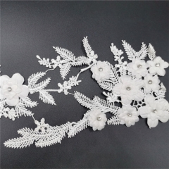 wholesale 3D applique white chiffon flower patch