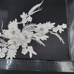 white 3D floral applique patch for wedding dress