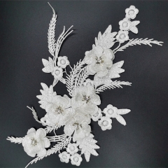 white 3D floral applique patch for wedding dress