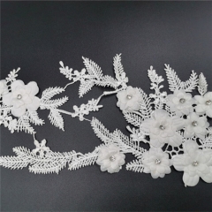 wholesale 3D applique white chiffon flower patch