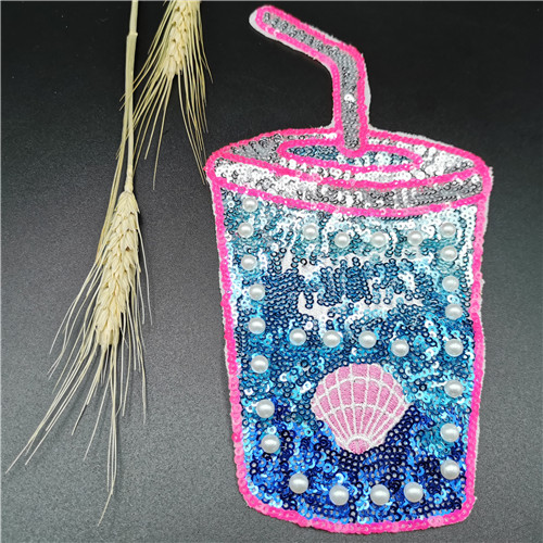 fashion sequin cup cup patch with hot fix