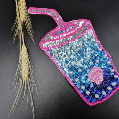 fashion sequin cup cup patch with hot fix