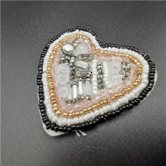 high quality hand made heart beaded patch