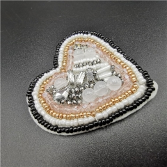 high quality hand made heart beaded patch