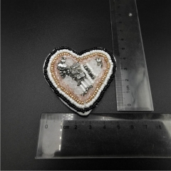 high quality hand made heart beaded patch