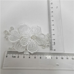 hot sale organza flower bow with beads patches