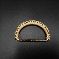 fashion D shape belt buckle covered with rattan