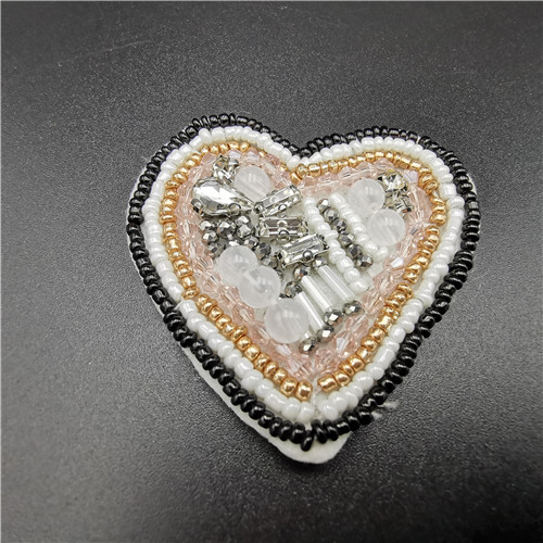 high quality hand made heart beaded patch