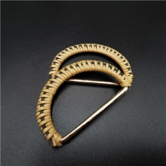 fashion D shape belt buckle covered with rattan