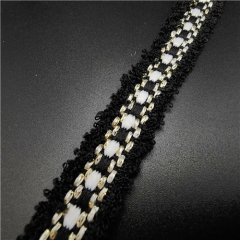 black bilateral braid wool 17mm narrow woven tape