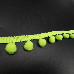 fashion neon green fringe pompom lace trimming