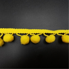 hot sale yellow fringe pompom lace trimming 2020