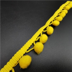 hot sale yellow fringe pompom lace trimming 2020