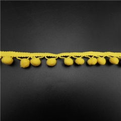 hot sale yellow fringe pompom lace trimming 2020