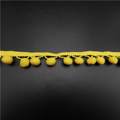 hot sale yellow fringe pompom lace trimming 2020