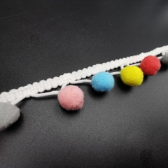 colorful pompom balls lace trimming