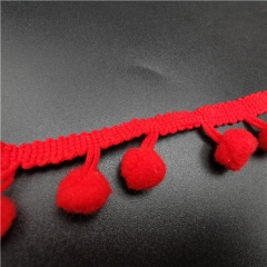 new arrival red pompom lace trim