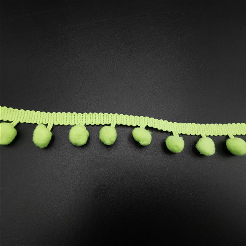 fashion neon green fringe pompom lace trimming