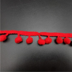 new arrival red pompom lace trim