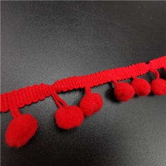 new arrival red pompom lace trim