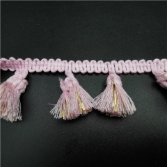 pink metallic tassle lace for garment decoration