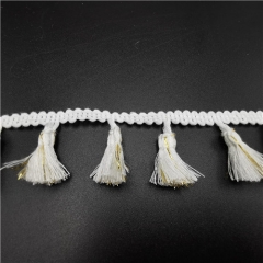 fashion white metallic tassle fringe lace