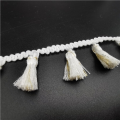 fashion white metallic tassle fringe lace