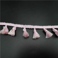 pink metallic tassle lace for garment decoration