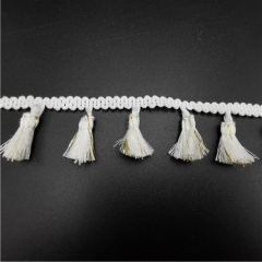 fashion white metallic tassle fringe lace