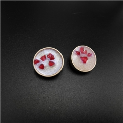 red stone round antique metal buttons for women clothing