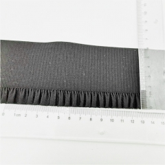 pleated black elastic woven tape trims