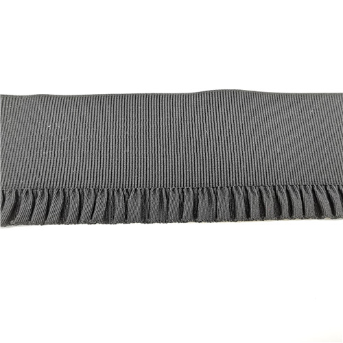 pleated black elastic woven tape trims