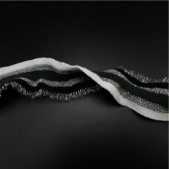 silver metallic and green stripe grain tassle webbing