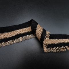 gold and black metallic grain tassel tape