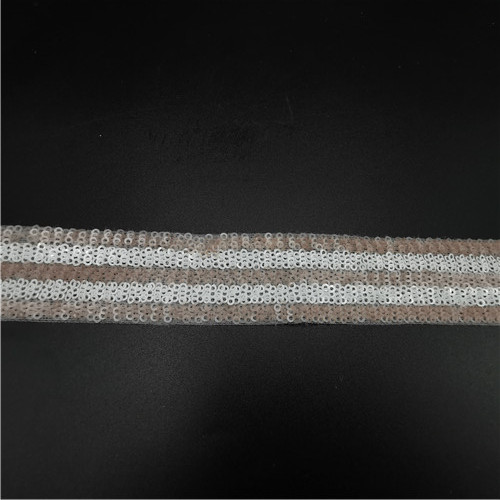 stripe twill three coloful sequin mesh embroidery lace trims