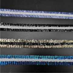 20mm stripe embroidery sequin lace trims