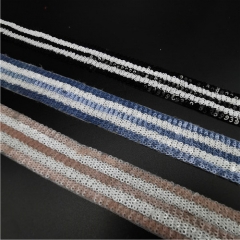 stripe twill three coloful sequin mesh embroidery lace trims