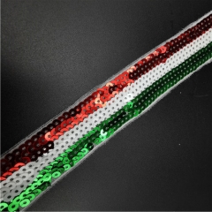 stripe twill three coloful embroidery sequin lace trims