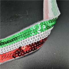 stripe twill three coloful embroidery sequin lace trims