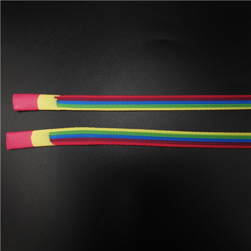 custom colorful flat drawcords with silicone dipped tips