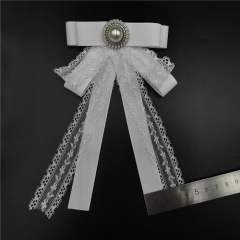 white lace and ribbon fashion bowknot brooch pin and jewerly tie broche