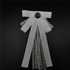 white lace and ribbon fashion bowknot brooch pin and jewerly tie broche