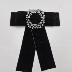 velvet bowknot tie corsage broche luxury rhinestone brooch pins